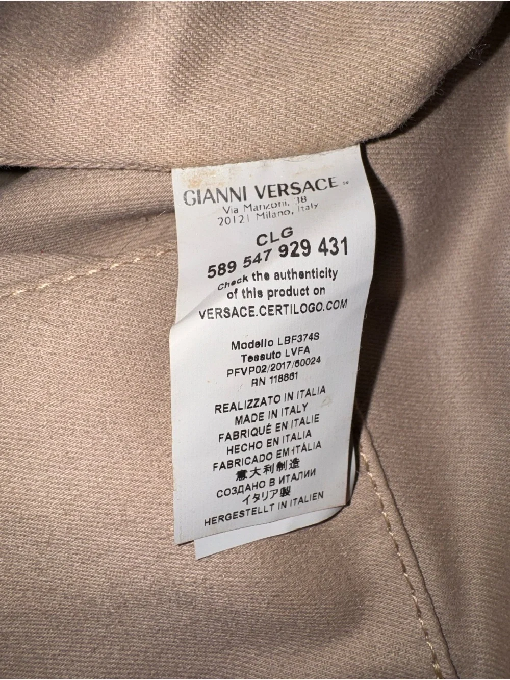 Versace Collection Taupe Pebbled Leather Satchel with Gold Hardware
